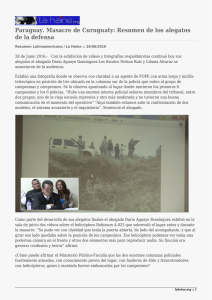 Paraguay. Masacre de Curuguaty: Resumen de los alegatos de la defensa