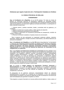 Ordenanza que regula el ejercicio de la participación ciudadana en Orellana
