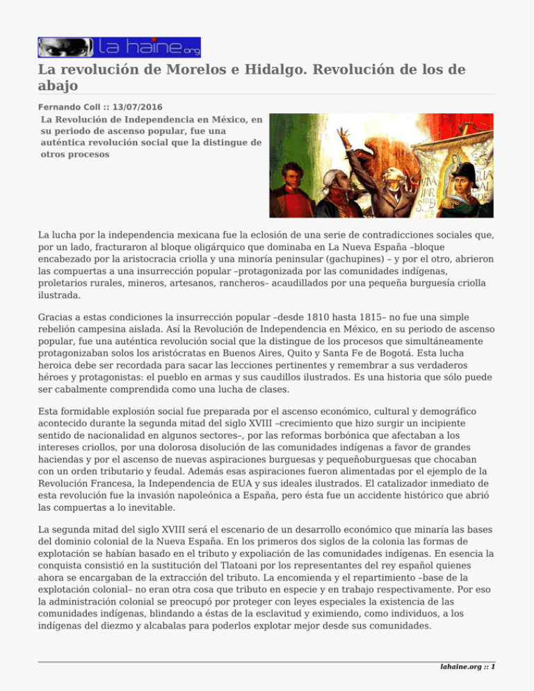 La revolución de Morelos e Hidalgo. Revolución de los de abajo