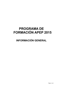 PROGRAMA DE FORMACIÓN APEP 2015  INFORMACIÓN GENERAL