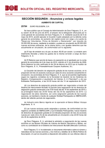 BOLETÍN OFICIAL DEL REGISTRO MERCANTIL 25704 AUMENTO DE CAPITAL
