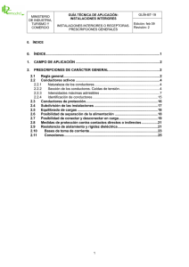 GUIA-BT-19. Prescripciones generales de las instalaciones interiores o receptoras.