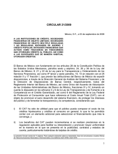   Circular 21/2009 emitida por BANXICO el 3 de septiembre de 2009