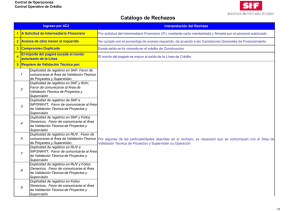   Catálogo de Rechazos