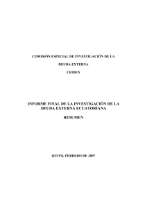 EQUADOR – Comissão de Investigação da Dívida Externa – 2006 Relatório Final