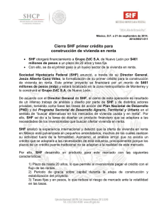 Cierra SHF primer cr&eacute;dito para construcci&oacute;n de vivienda en renta