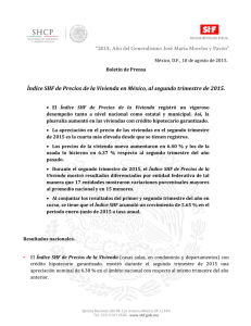 Boletín de prensa: Índice SHF de Precios a la Vivienda en México, al segundo trimestre de 2015 ​