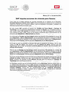 Boletín de prensa: SHF impulsa acciones de vivienda para Oaxaca