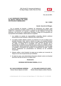 CIRCULAR 31 -2003 - Asunción de Riesgos