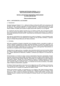 SOCIEDAD HIPOTECARIA FEDERAL, S. N. C., INSTITUCIÓN DE BANCA DE DESARROLLO