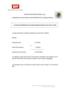 Nota informativa sobre el factor para incremento de erogaciones de acuerdo al aumento del SMDF del 1º de enero del 2011.