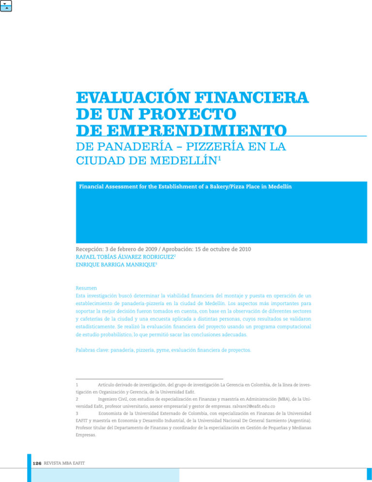 Evaluación Financiera De Un Proyecto De Emprendimiento