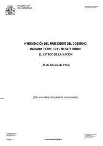 Texto completo de la primera intervención de Mariano Rajoy en el debate sobre el estado de la nación