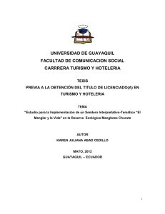 UNIVERSIDAD DE GUAYAQUIL FACULTAD DE COMUNICACION SOCIAL CARRRERA TURISMO Y HOTELERIA