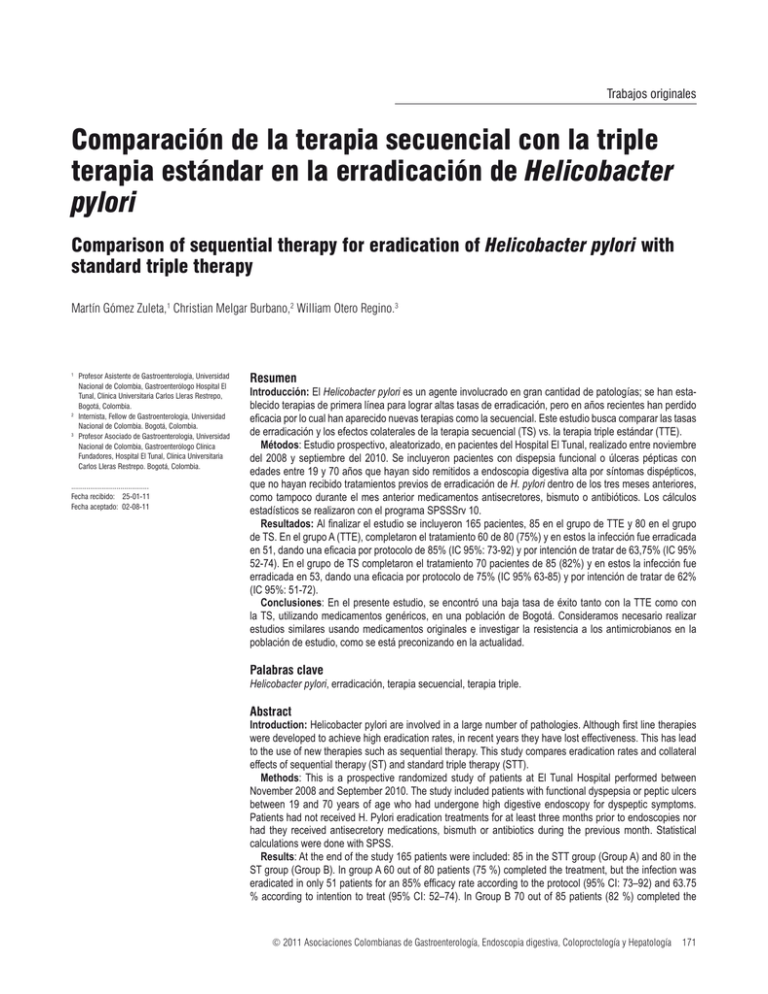 Comparaci N De La Terapia Secuencial Con La Triple Terapia Est Ndar En ...