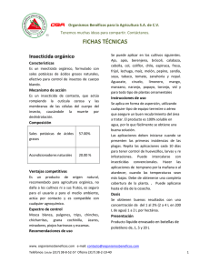 FICHAS TÉCNICAS  Insecticida orgánico Características