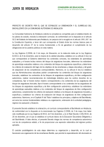 Proyecto de Decreto Bachillerato Andalucia 2016-17