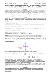 Relación de Ejercicios de Contrastes de Hipótesis. Ponencia Andaluza