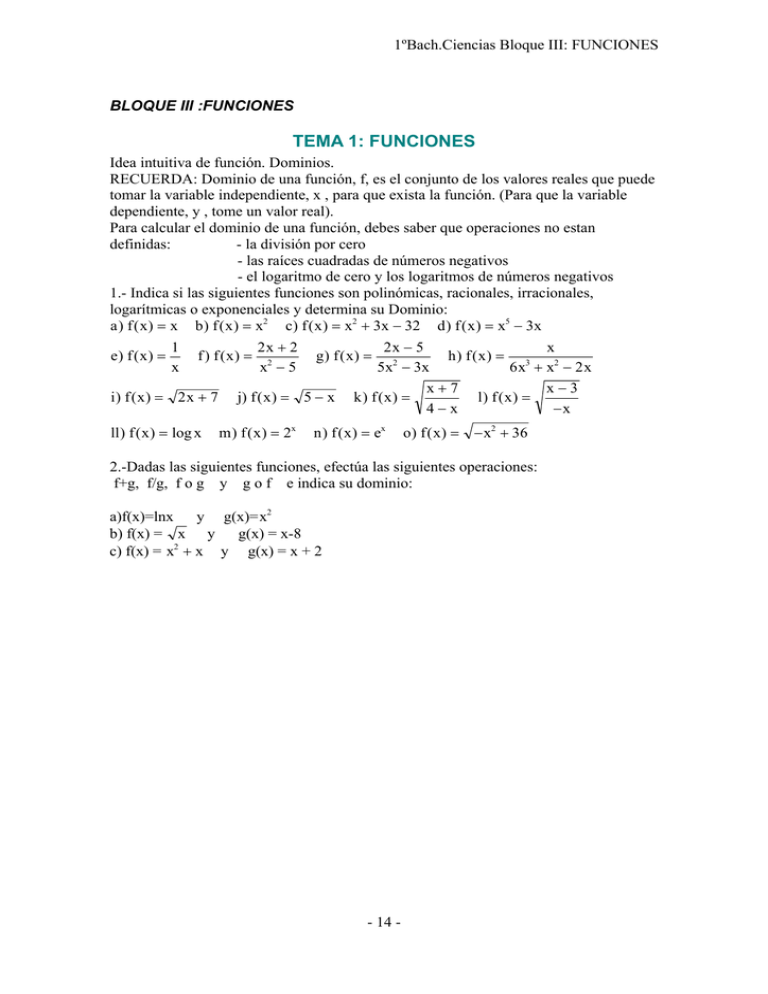 TEMA 1: FUNCIONES