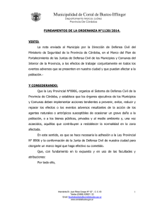 Ordenanza Municipal Nº 1130 "ADHESION LEY PROVINCIAL 8906 Y CREACIÓN JUNTA DE DEFENSA CIVIL"
