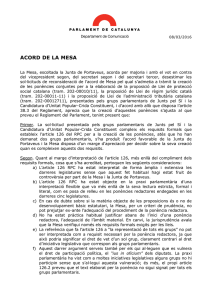 Puede leer aquí el texto del acuerdo adoptado por la Mesa del Parlament