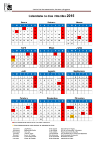 Calendario días inhábiles 2015