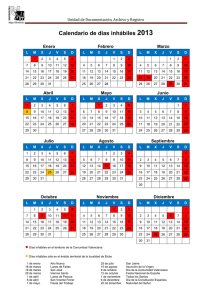 Calendario días inhábiles 2013