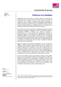 Comunicado de prensa: pobreza en Colombia