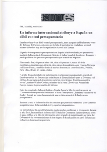 débit control presupuestario fln  informe internacional atribuye a España un 10/2010
