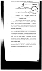 Beneficiario Bauque, Claudia Jacqueline sobre habeas corpus