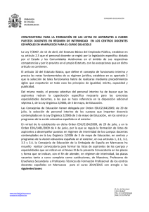   CONVOCATORIA  PARA  LA  FORMACIÓN  DE  LAS  LISTAS  DE  ASPIRANTES  A ... PUESTOS  DOCENTES  EN  RÉGIMEN  DE  INTERINIDAD    EN  LOS  CENTROS ...