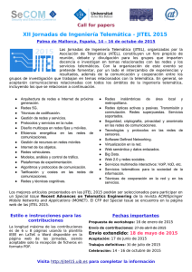XII Jornadas de Ingeniería Telemática - JITEL 2015 Call for papers
