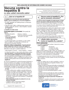 Vacuna contra la hepatitis B DECLARACIÓN DE INFORMACIÓN SOBRE VACUNAS