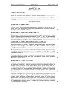 INDICE PRIMERA SECCION PODER LEGISLATIVO CAMARA DE SENADORES