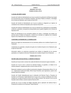 INDICE PRIMERA SECCION PODER LEGISLATIVO CAMARA DE DIPUTADOS