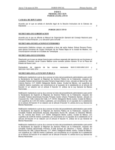 INDICE PRIMERA SECCION PODER LEGISLATIVO CAMARA DE DIPUTADOS