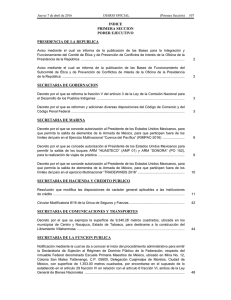 INDICE PRIMERA SECCION PODER EJECUTIVO PRESIDENCIA DE LA REPUBLICA