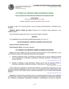 LEY FEDERAL DEL IMPUESTO SOBRE AUTOMÓVILES NUEVOS