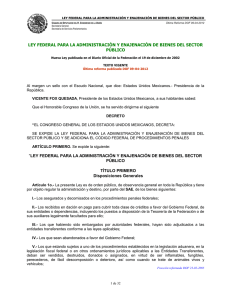 LEY FEDERAL PARA LA ADMINISTRACIÓN Y ENAJENACIÓN DE BIENES DEL... PÚBLICO