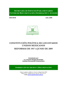 CONSTITUCIÓN POLÍTICA DE LOS ESTADOS UNIDOS MEXICANOS. Reformas de 1917 a Junio de 2009.
