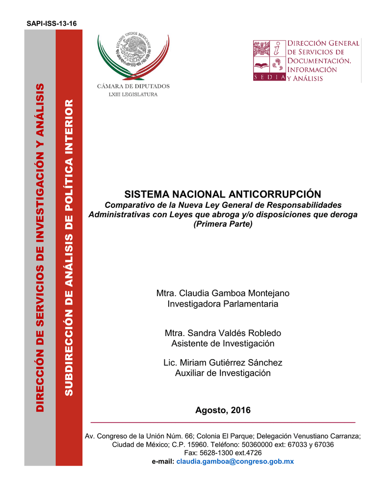 SISTEMA NACIONAL ANTICORRUPCIÓN. Comparativo De La Nueva Ley General De ...