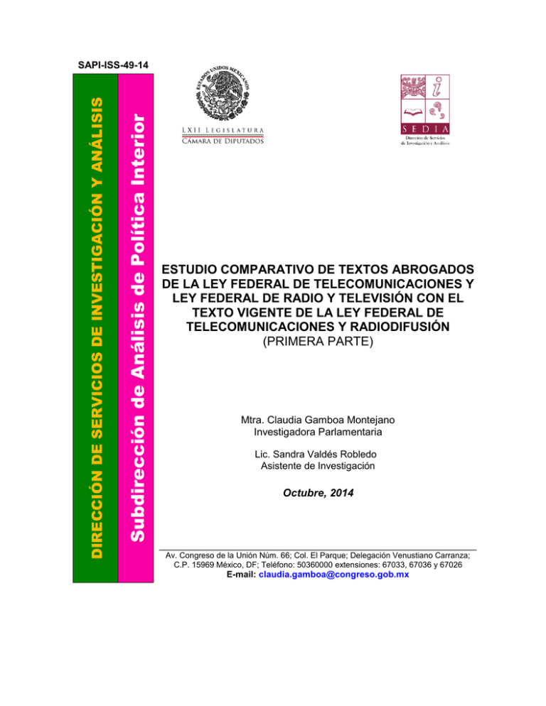 ESTUDIO COMPARATIVO DE TEXTOS ABROGADOS DE LA LEY FEDERAL DE 