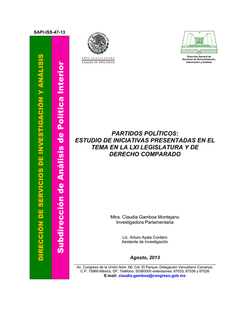 “PARTIDOS POLÍTICOS: ESTUDIO DE INICIATIVAS PRESENTADAS EN EL TEMA EN