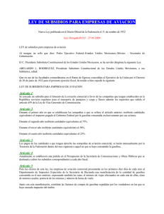 LEY DE SUBSIDIOS PARA EMPRESAS DE AVIACION