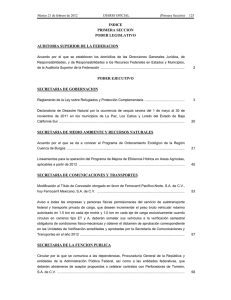 INDICE PRIMERA SECCION PODER LEGISLATIVO AUDITORIA SUPERIOR DE LA FEDERACION