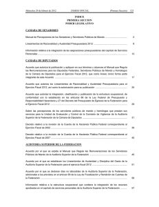 INDICE PRIMERA SECCION PODER LEGISLATIVO CAMARA DE SENADORES