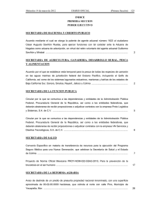 INDICE PRIMERA SECCION PODER EJECUTIVO SECRETARIA DE HACIENDA Y CREDITO PUBLICO