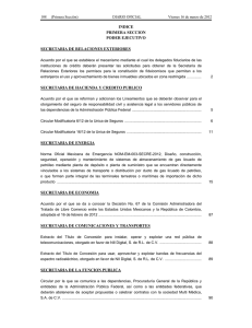 INDICE PRIMERA SECCION PODER EJECUTIVO SECRETARIA DE RELACIONES EXTERIORES