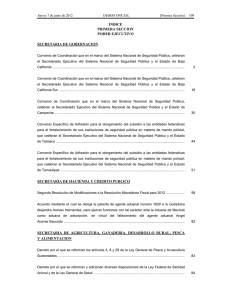 INDICE PRIMERA SECCION PODER EJECUTIVO SECRETARIA DE GOBERNACION