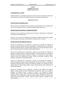 INDICE PRIMERA SECCION PODER LEGISLATIVO CONGRESO DE LA UNION